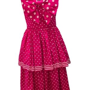 Victor Costa Strapless Pink Polka Dot Dress